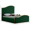 Golden Rimmed Solid Wood and Velvet Upholstery Queen Bed / Lixra