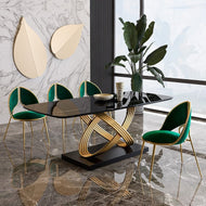 Glossy Indoor Marble Dining Table Set / Lixra