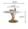 Lavish Round Marble Top Dining Table Set With Lazy Susan / Lixra