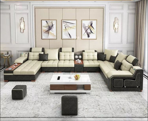 Modern Multi-Functional Sumptuous Leather Sectional sofa - Lixra
