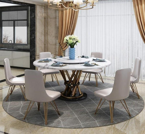 Home Delight Modern Luxurious Marble Top Dining Table Set - Lixra