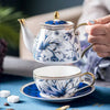 Gleamy White and Blue Floral Porcelain Tea-Pot Set / Lixra