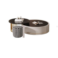 Round Wooden Coffee Table with Storage / Lixra