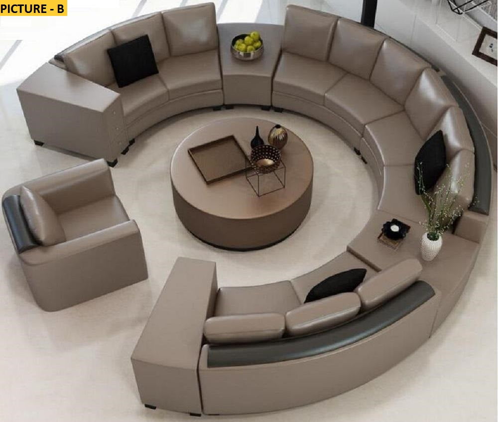 Circular Luxurious Leather Sofa Set