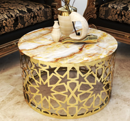 Stylish Marble Coffee Table with Gold Base / Lixra