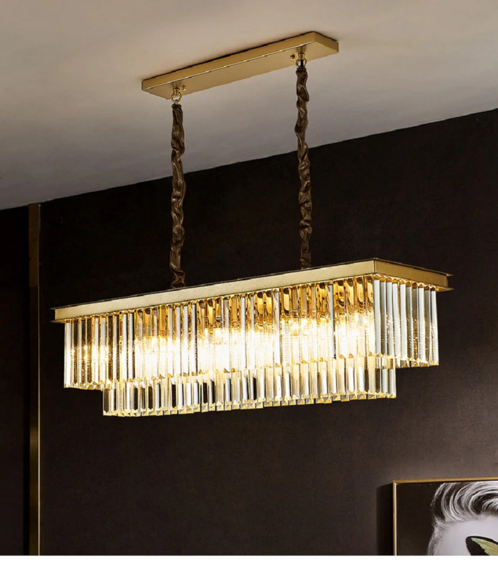 Rectangular Crystal Light Luxury Rectangle Crystal Pendant Light - Lixra.com
