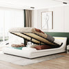 Spectacular Upholstered Leather Platform bed with LED Light Headboard Bed Frame / Lixra