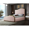 Golden Rimmed Solid Wood and Velvet Upholstery Queen Bed / Lixra