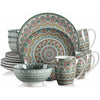 Dinnerware Set Adorned With A Mandala Pattern In Green Porcelain