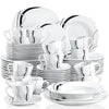 Black Leaf Design Porcelain Endearing Dinnerware Set - Lixra
