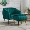 Trendy Look Velvet Accent Chair with Ottoman / Lixra