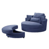 Modern Palatial Linen Fabric Accent Chair With Ottoman - Lixra
