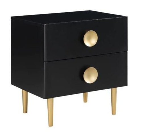 Set of 2 Golden Finish Multicolor Modern Designed Wooden Bedside Night Stand - Lixra