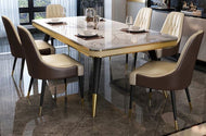 Italian Style Marble-Top Dining Table Set / Lixra