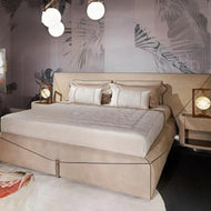 Fabric Upholstered Modern Bed with Headboard / Lixra