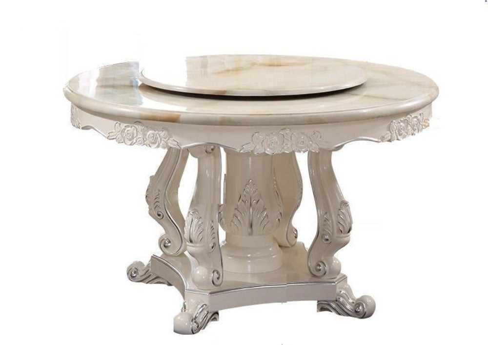 Matte Finish Beautifully Crafted Marble Top Dining Table - Lixra