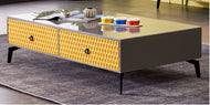 Wooden Frame Glass Coffee Table / Lixra