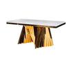Captivating Metallic Finish Rectangular Shaped Marble Top Z-Shaped Dining Table - Lixra