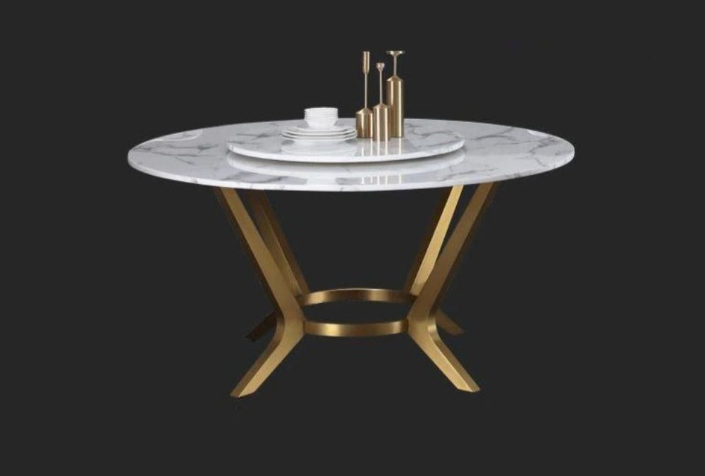 Light Luxury Home Desire Luxurious Round Shaped Marble Top Dining Table - Lixra