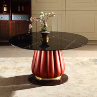 Wooden Base With Marble-Top Dining Table / Lixra