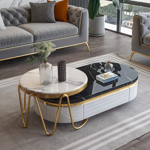 Marvelous Design Smooth Marble Top Luxurious Coffee Table-Lixra