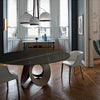 Italian Style Round Shaped Marble-Top Dining Table with Lazy Susan / Lixra