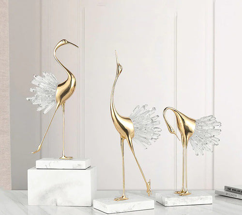 Creative Resin Ornaments Crystal Showpiece  in White and Gold Finish / Lixra