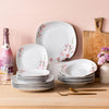 Porcelain Dinnerware Set Decorated With Pink Floral Design-Lixra
