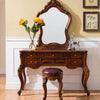 Solid Wood Dressing Table And Table Combination Set With Carved Top For Small Apartment In European Style-Lixra