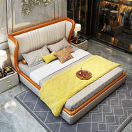 Modern Luxurious Leather Upholstered Bed / Lixra