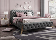Concrete Superfluous Tufted Designed Leather Bed / Lixra