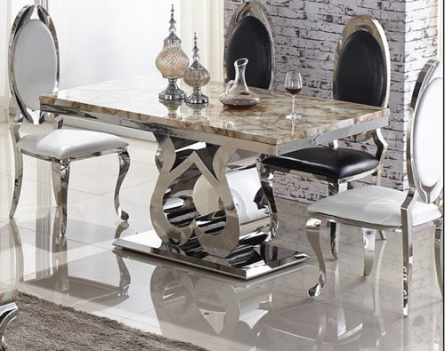 Ultimate Comfort Luxurious Look Marble Top Dining Table Set - Lixra