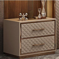 Leather Finish Wooden Night Stand / Lixra