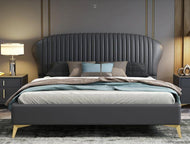 Modern Interior Channel Tufted Leather Bed / Lixra
