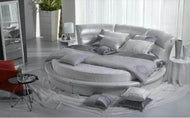 Ultimate Comfort Glossy Finish Round Leather Bed / Lixra
