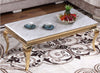 Metallic Finish Rustic Built Glossy Marble Top Coffee Table - Lixra