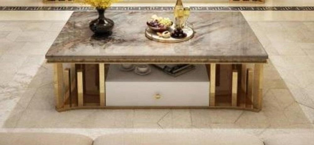 Aesthetic Look Quality Defined Marble Top Coffee Table  - Lixra