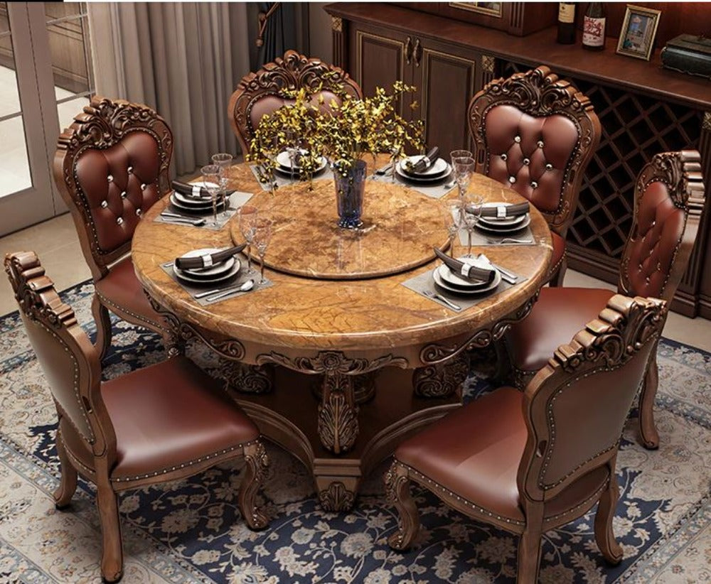 Royal Look Beautifully Crafted Wooden Dining Table Set - Lixra
