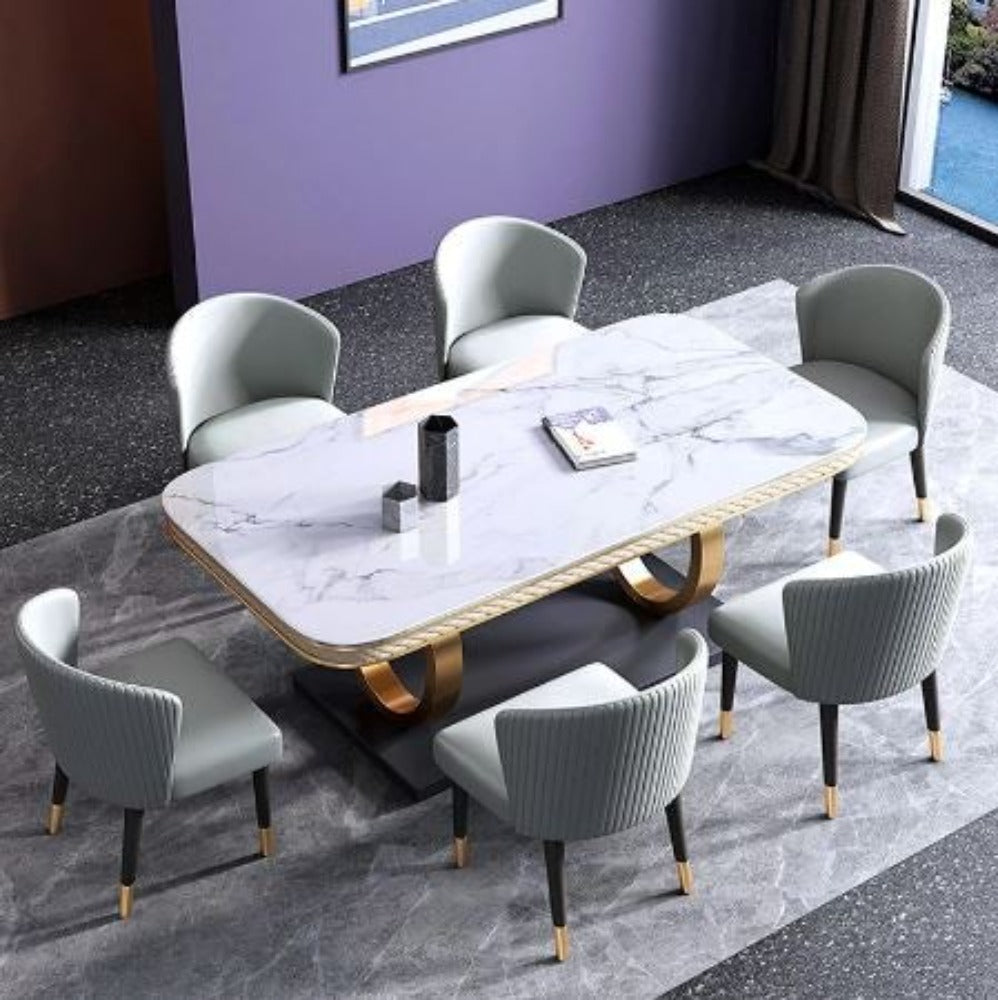 Exquisite Design Marble-Top Dining Table Set / Lixra
