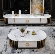 Modern Coffee Table and TV Stand with Marble Top / Lixra