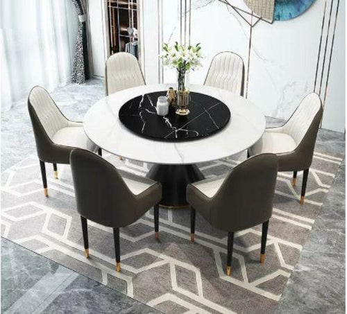 Luxurious Modern Classic Look Marble Top Dining Table Set - Lixra