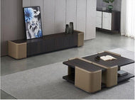 Futuristic Designed Rustic Wooden Coffee Table and TV Stand - Lixra