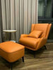 Modern Contemporary Balcony Leather Leisure Accent Chair with Stool - Lixra
