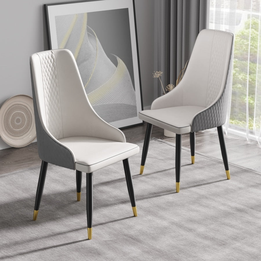 Set of 2 Minimalist Modern Design Leather Dining Chairs / Lixra