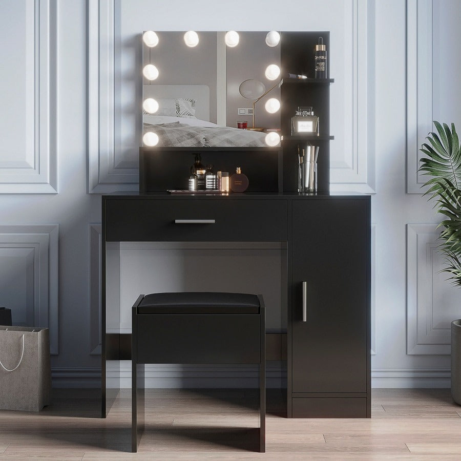 Contemporary Alluring Design Solid Black Dresser Set  / Lixra
