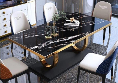 Paradigm Contemporary Arranged Lavish Marble-Top Dining Table Set / Lixra