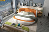 Stylish Modern Round Leather Bed With Curved Headboard - Lixra