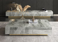 Enchanting Look Sleek Design Fine Finish Marble Top Coffee Table and TV Stand - Lixra