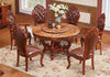 Antique Style Wooden Polished Marble Top Round Shaped Dining Table Set - Lixra