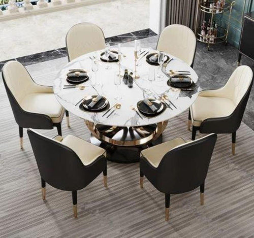 Classic Creative Designed Marble Top Dining Table Set - Lixra